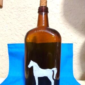 Antique White Horse Distilleries Glass Whiskey Bottle & Cork Clascow Scotland